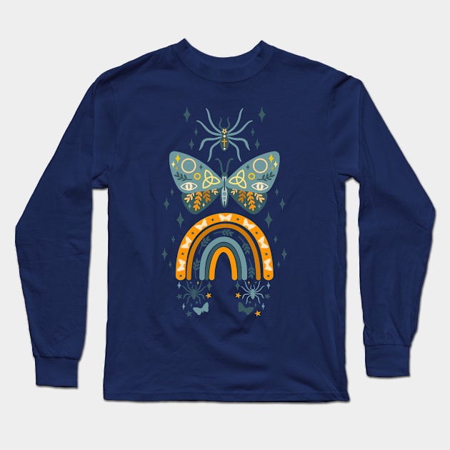 Mystic Moth Rainbow Long Sleeve T-Shirt by machmigo